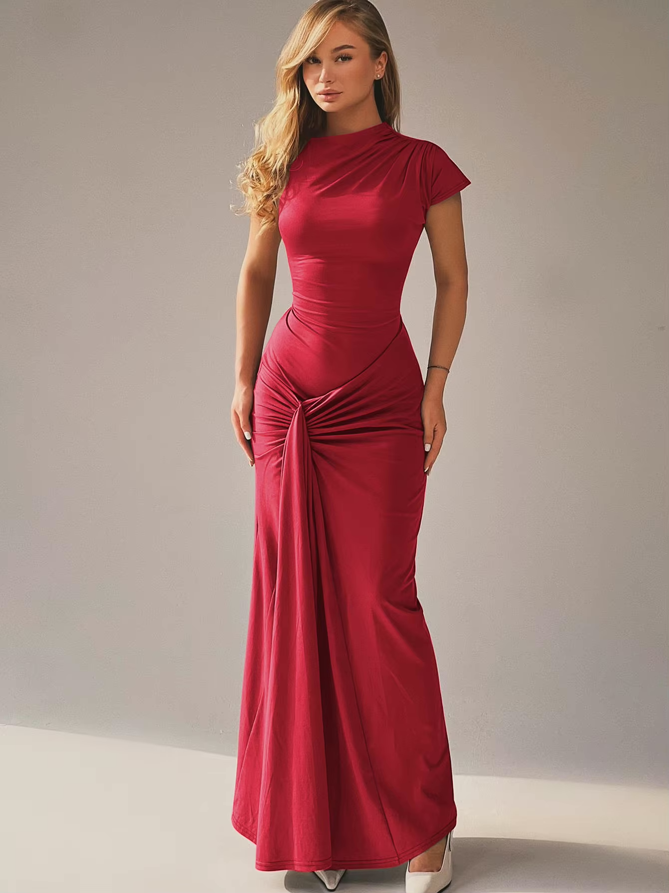 Robe drapée élégante pour femme | Maxi