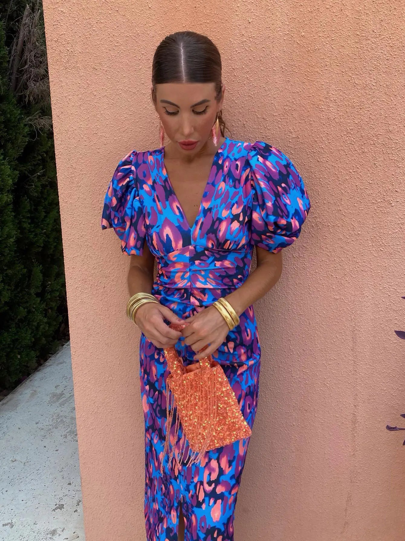 Robe plissée colorée pour femmes | Maxi