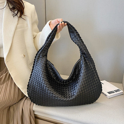 Sac à bandoulière en éco-cuir tressé pour femmes | Moyen