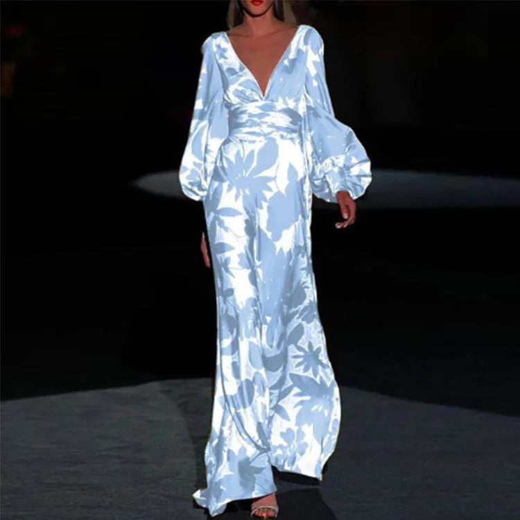 Robe à col en V à la mode pour femmes | Maxi
