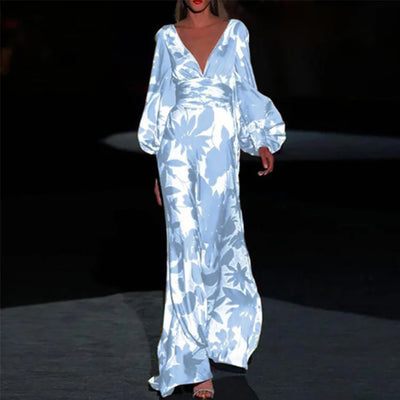 Robe à col en V à la mode pour femmes | Maxi
