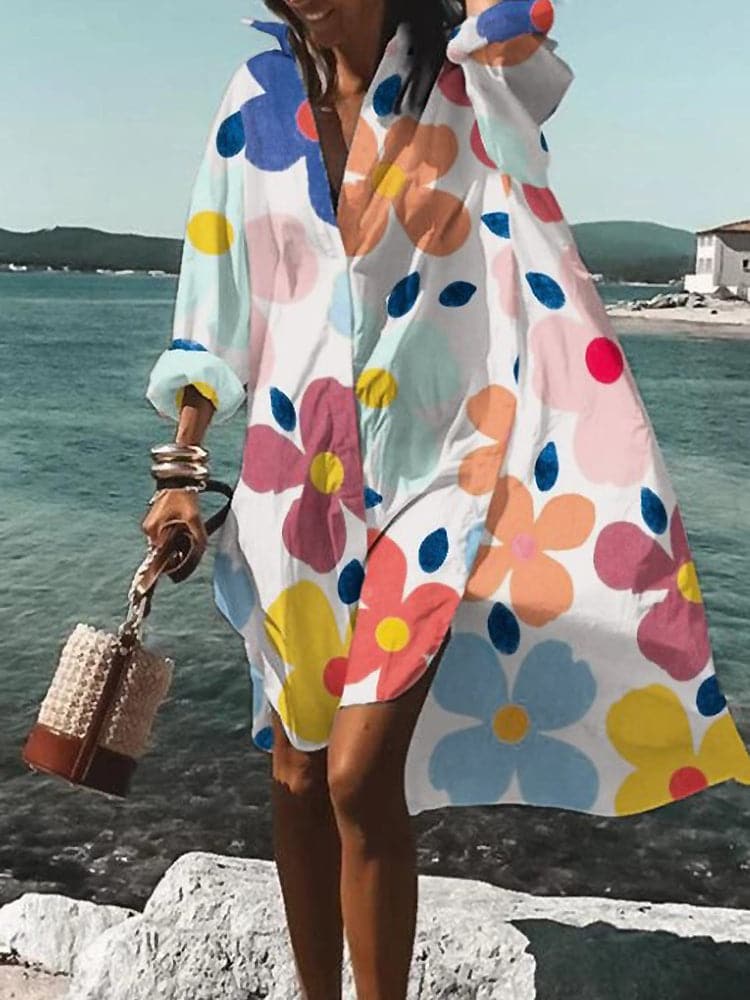 Robe imprimée colorée pour femmes | Midi
