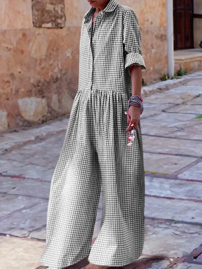 Combinaison élégante à carreaux pour femmes | Chic