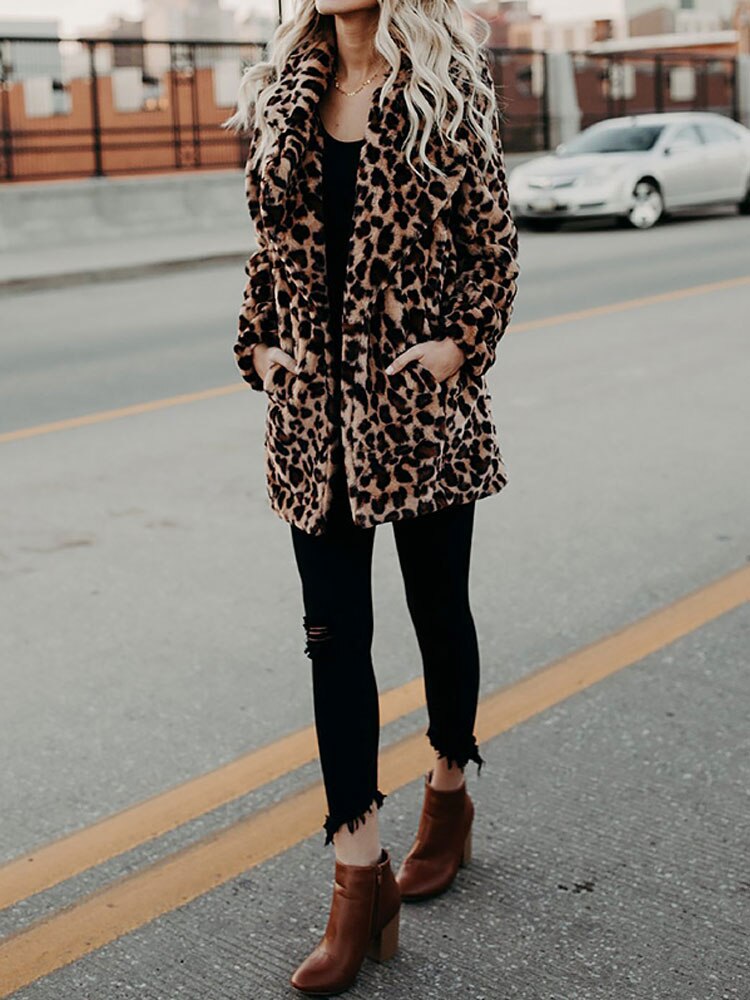 Manteau style léopard pour femme | Chaud