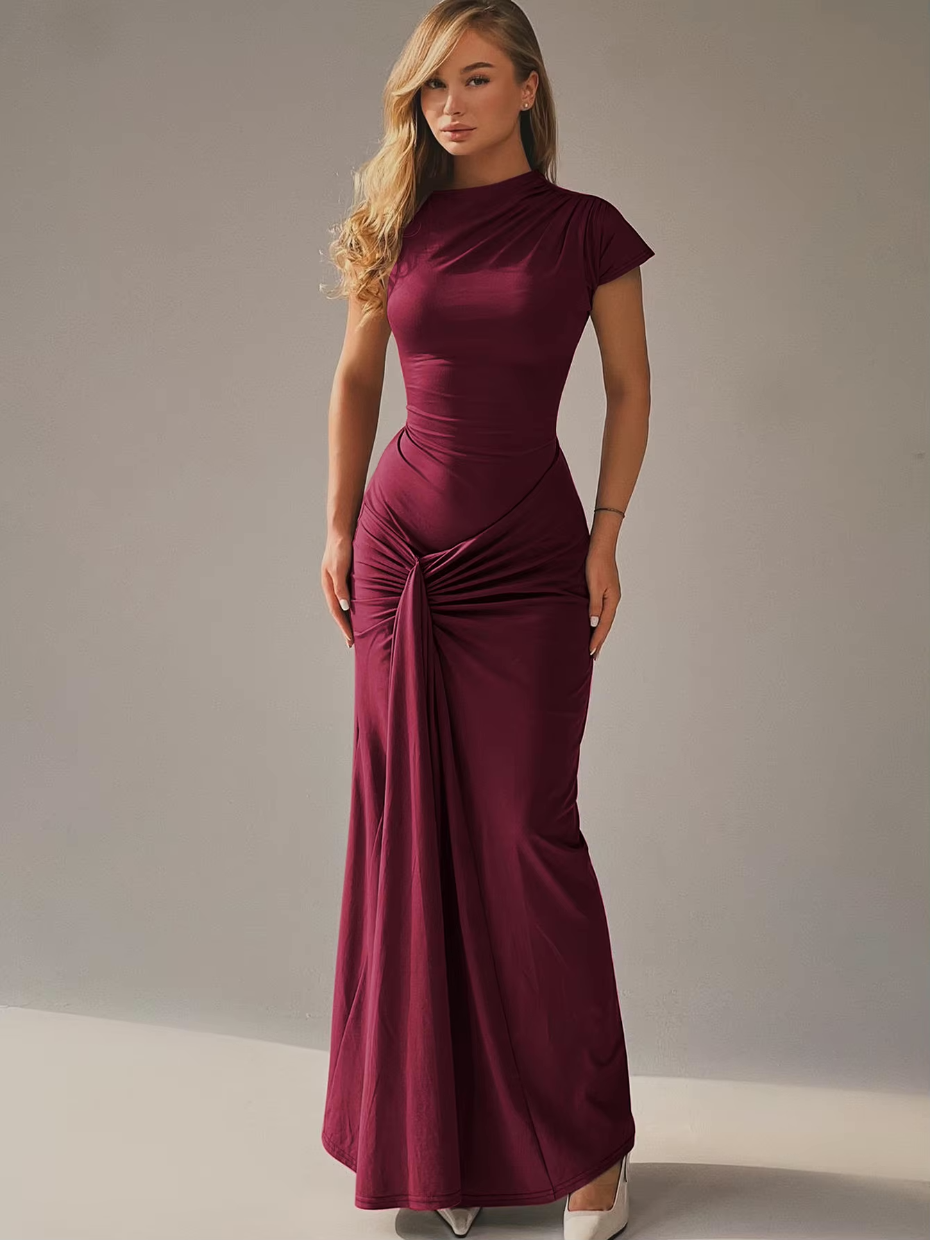 Robe drapée élégante pour femme | Maxi