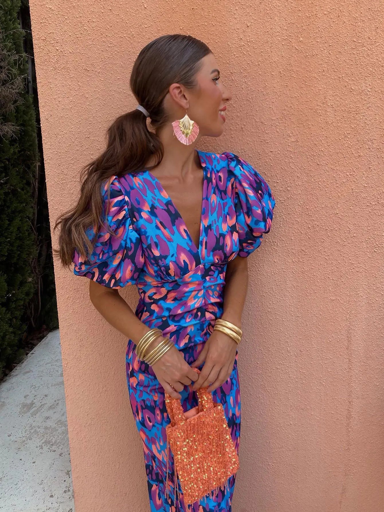 Robe plissée colorée pour femmes | Maxi