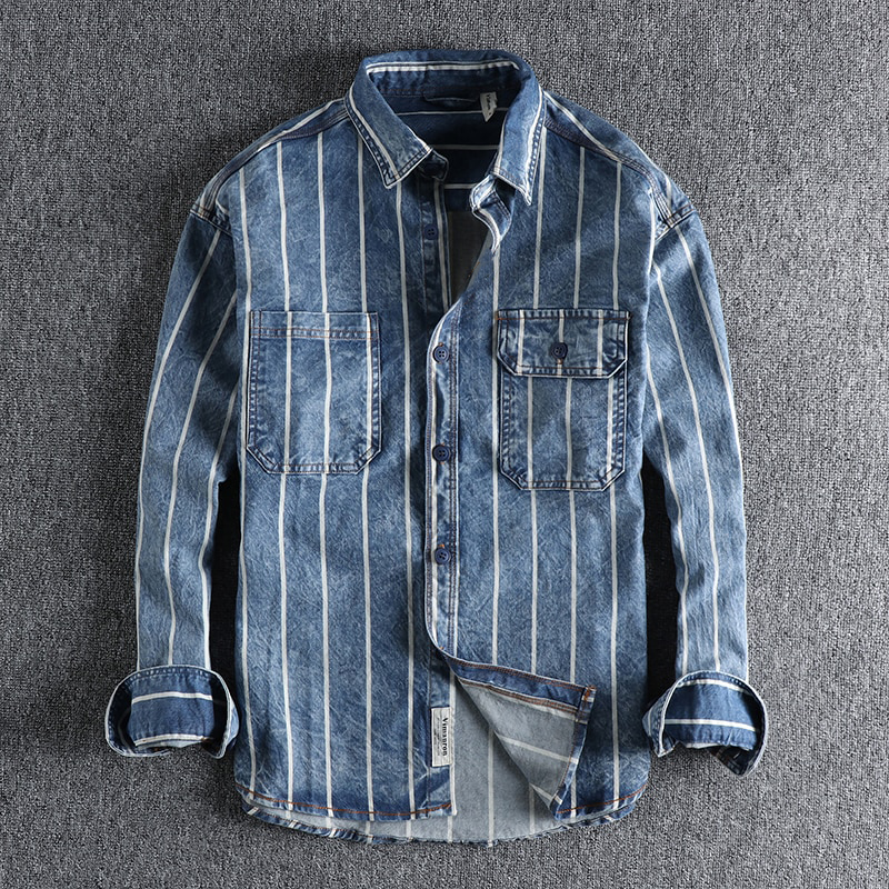 Chemise en denim extensible pour hommes | Manches longues