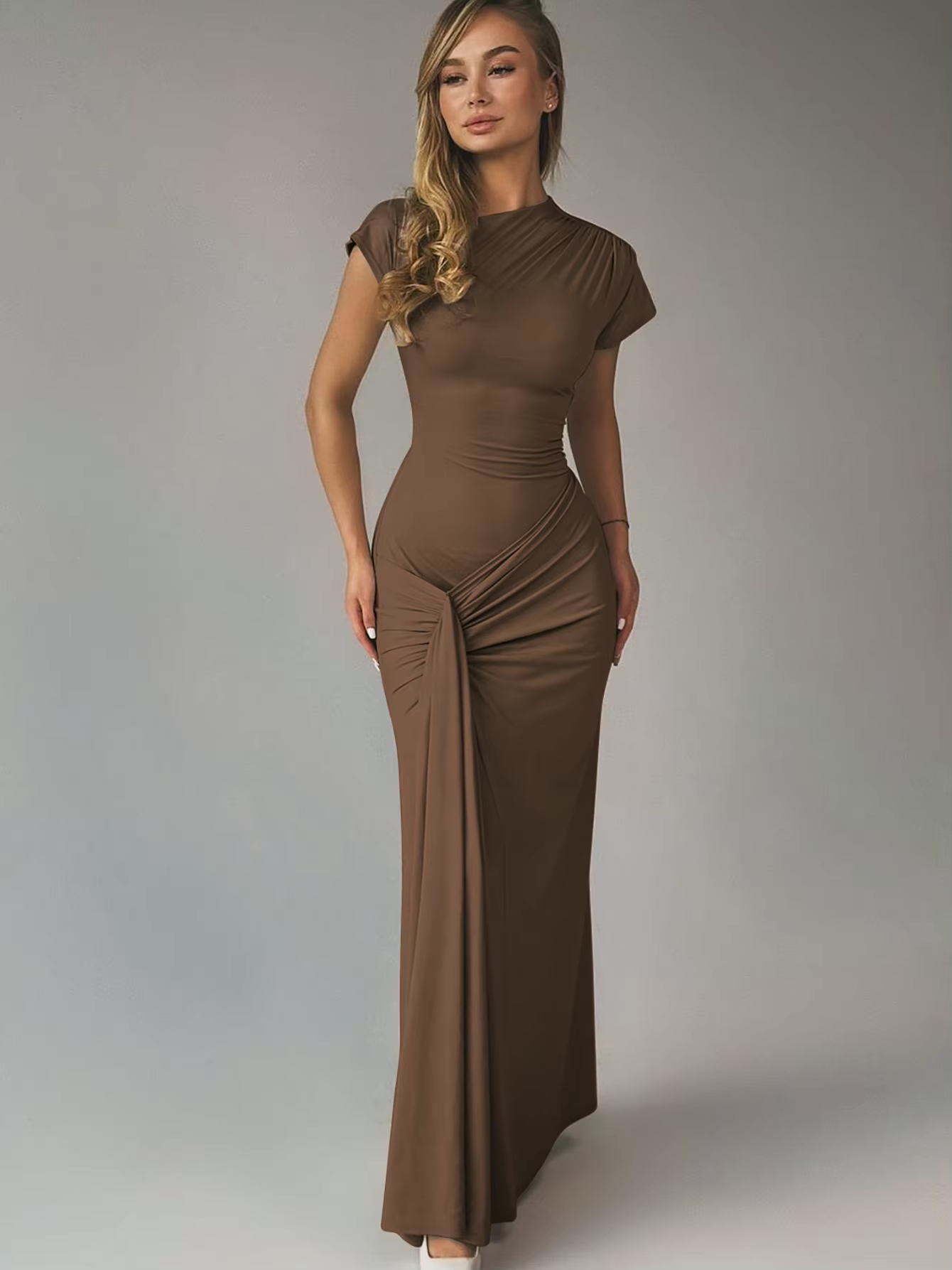 Robe drapée élégante pour femme | Maxi