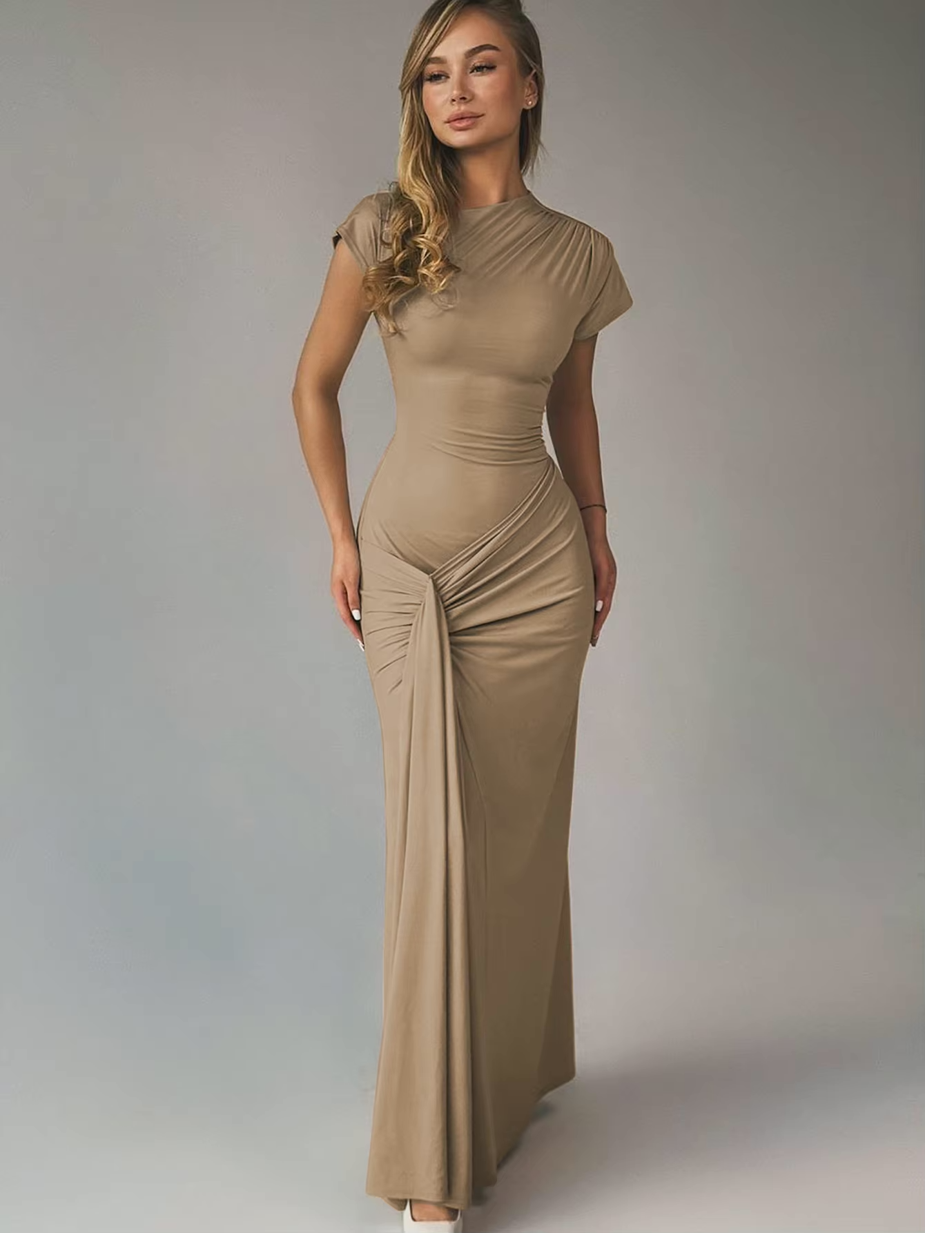 Robe drapée élégante pour femme | Maxi