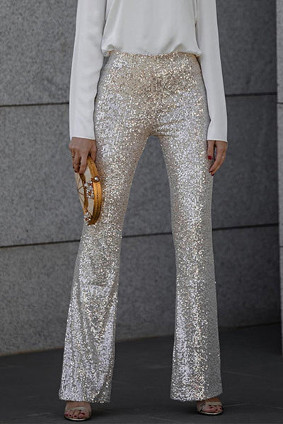 Pantalon évasé scintillant pour femmes | Chic