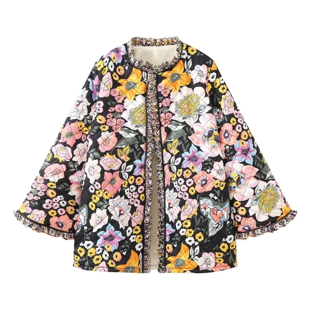 Margaux | Manteau à fleurs vintage pour femme | Chaud
