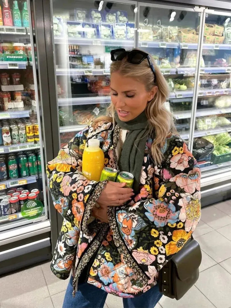 Margaux | Manteau à fleurs vintage pour femme | Chaud
