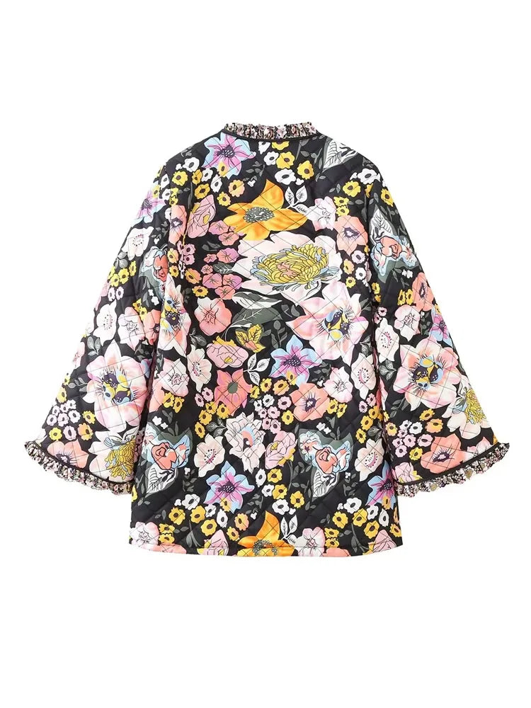 Margaux | Manteau à fleurs vintage pour femme | Chaud