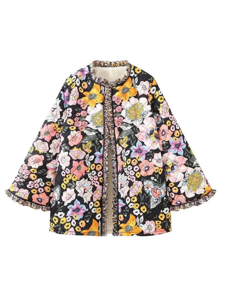 Margaux | Manteau à fleurs vintage pour femme | Chaud