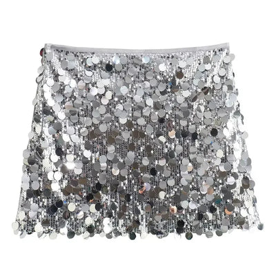 Jupe de fête à paillettes taille haute pour femmes | Mini