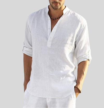 Chemise en lin élégante pour hommes | Manches longues