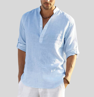Chemise en lin élégante pour hommes | Manches longues