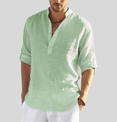 Chemise en lin élégante pour hommes | Manches longues