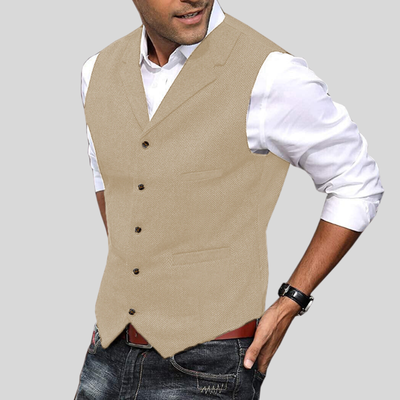 Gilet boutonné souple pour hommes | Sans manches