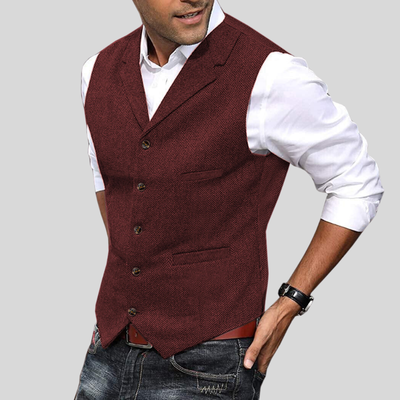 Gilet boutonné souple pour hommes | Sans manches