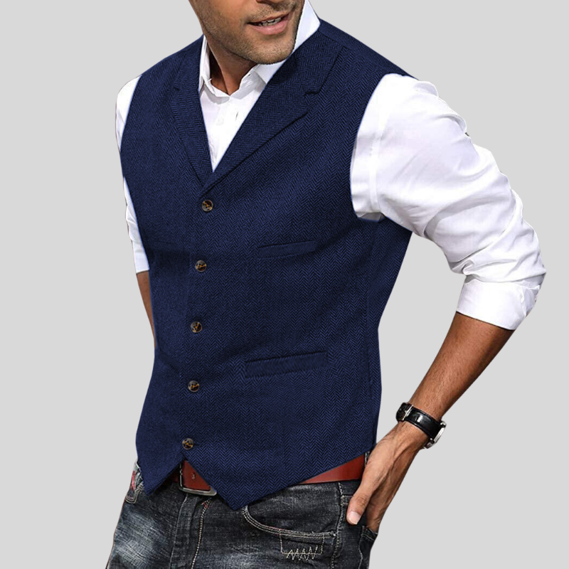 Gilet boutonné souple pour hommes | Sans manches