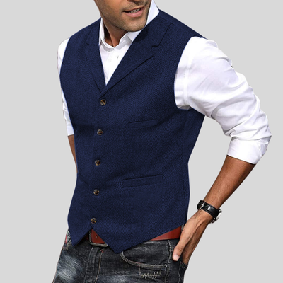 Gilet boutonné souple pour hommes | Sans manches