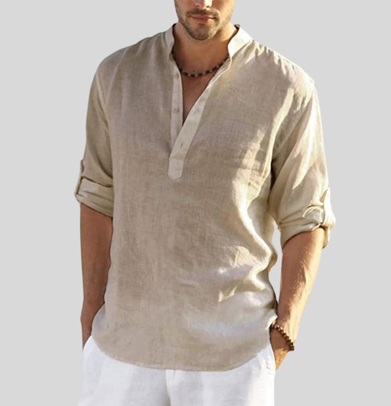 Chemise en lin élégante pour hommes | Manches longues