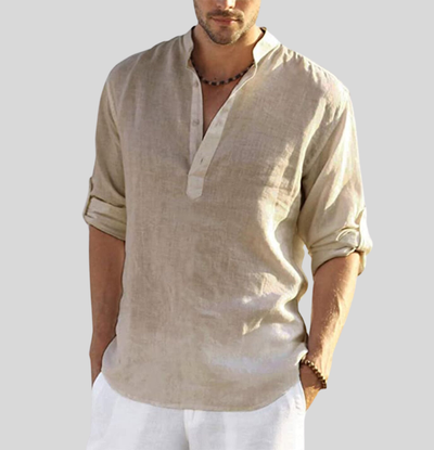 Chemise en lin élégante pour hommes | Manches longues