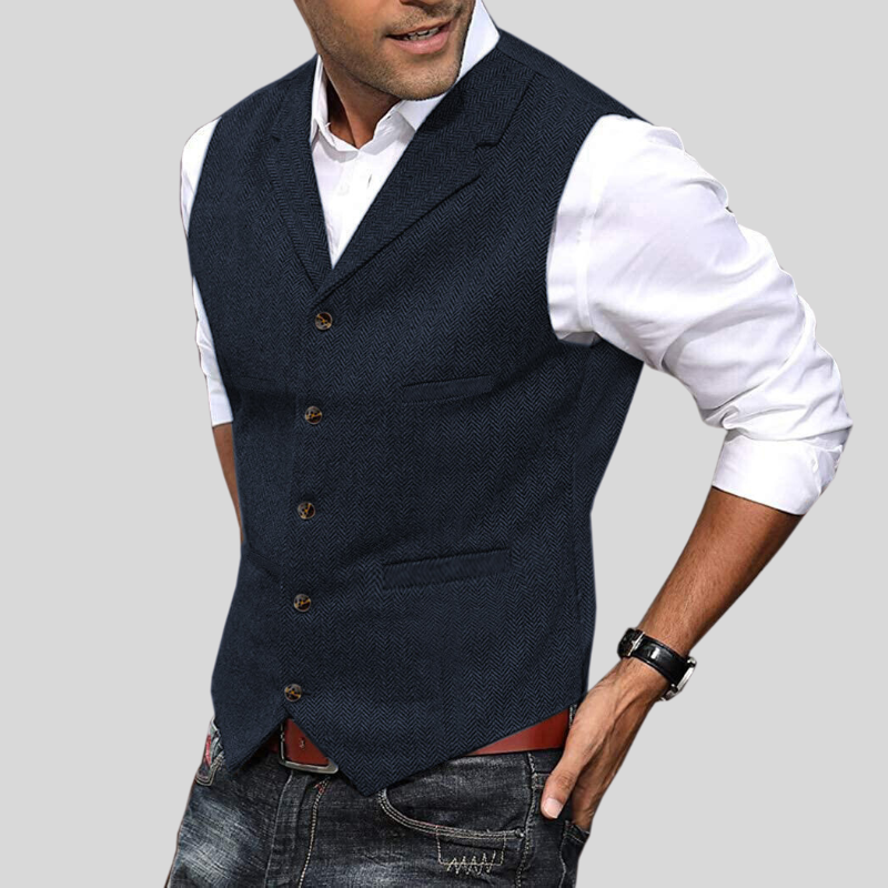Gilet boutonné souple pour hommes | Sans manches