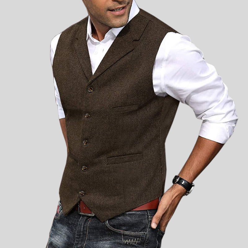 Gilet boutonné souple pour hommes | Sans manches