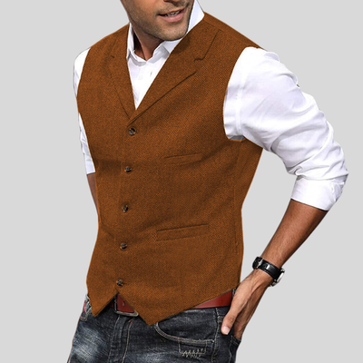 Gilet boutonné souple pour hommes | Sans manches