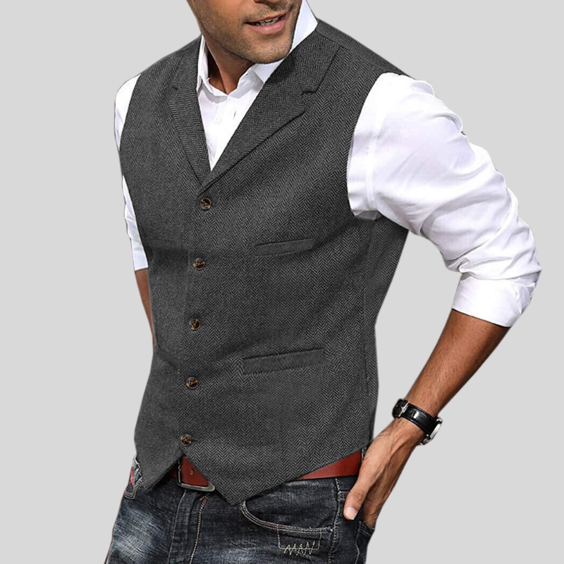 Gilet boutonné souple pour hommes | Sans manches