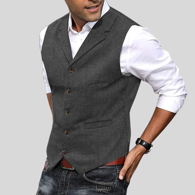 Gilet boutonné souple pour hommes | Sans manches