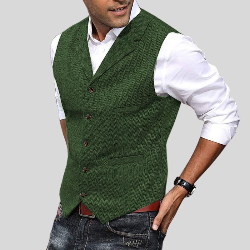 Gilet boutonné souple pour hommes | Sans manches