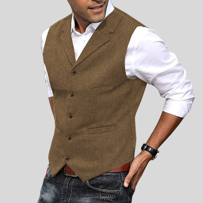 Gilet boutonné souple pour hommes | Sans manches