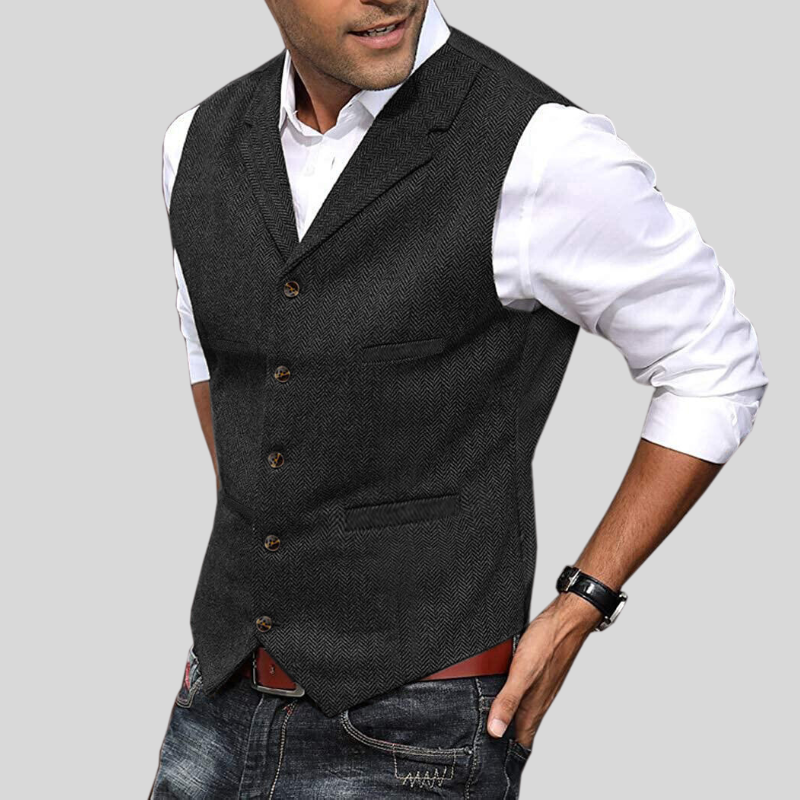 Gilet boutonné souple pour hommes | Sans manches