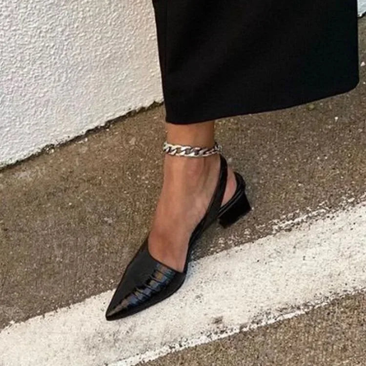 Chaussures à talon bloc à motif crocodile pour femmes | Tendance