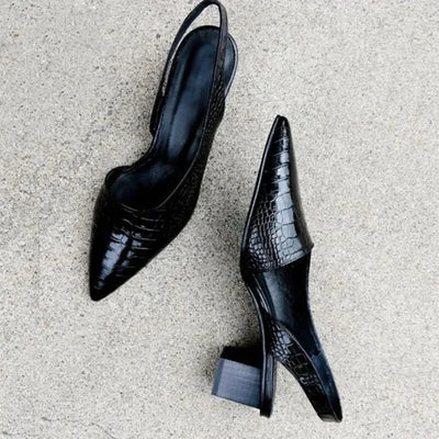Chaussures à talon bloc à motif crocodile pour femmes | Tendance