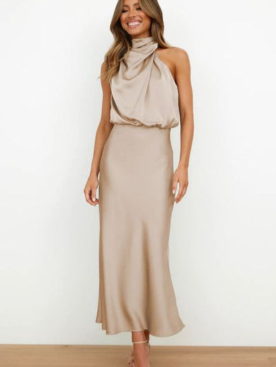 Robe élégante en satin pour femmes | Maxi