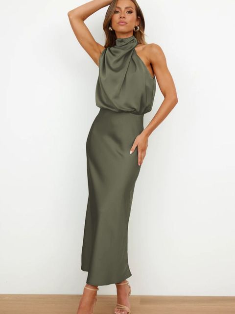 Robe élégante en satin pour femmes | Maxi
