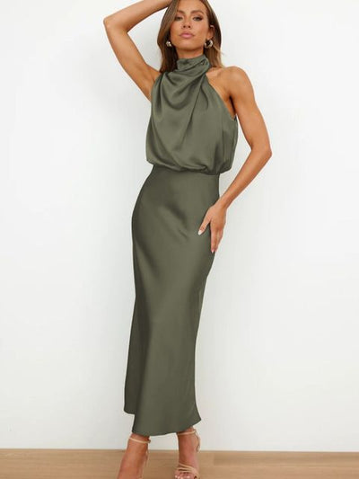 Robe élégante en satin pour femmes | Maxi