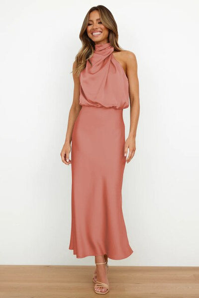 Robe élégante en satin pour femmes | Maxi