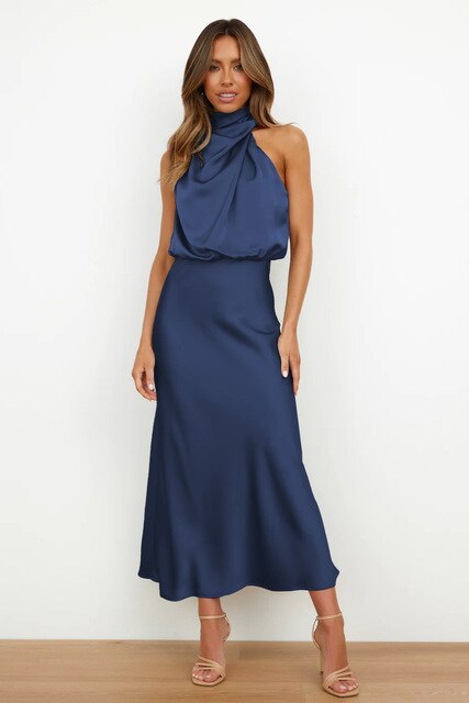 Robe élégante en satin pour femmes | Maxi