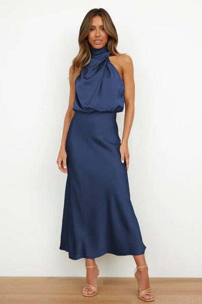 Robe élégante en satin pour femmes | Maxi