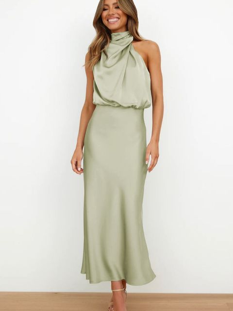 Robe élégante en satin pour femmes | Maxi