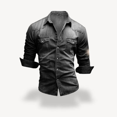 Chemise western en denim pour homme | Manches longues