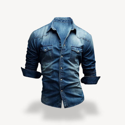 Chemise western en denim pour homme | Manches longues