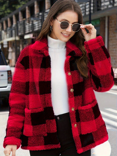 Cleo - Veste Sherpa à carreaux