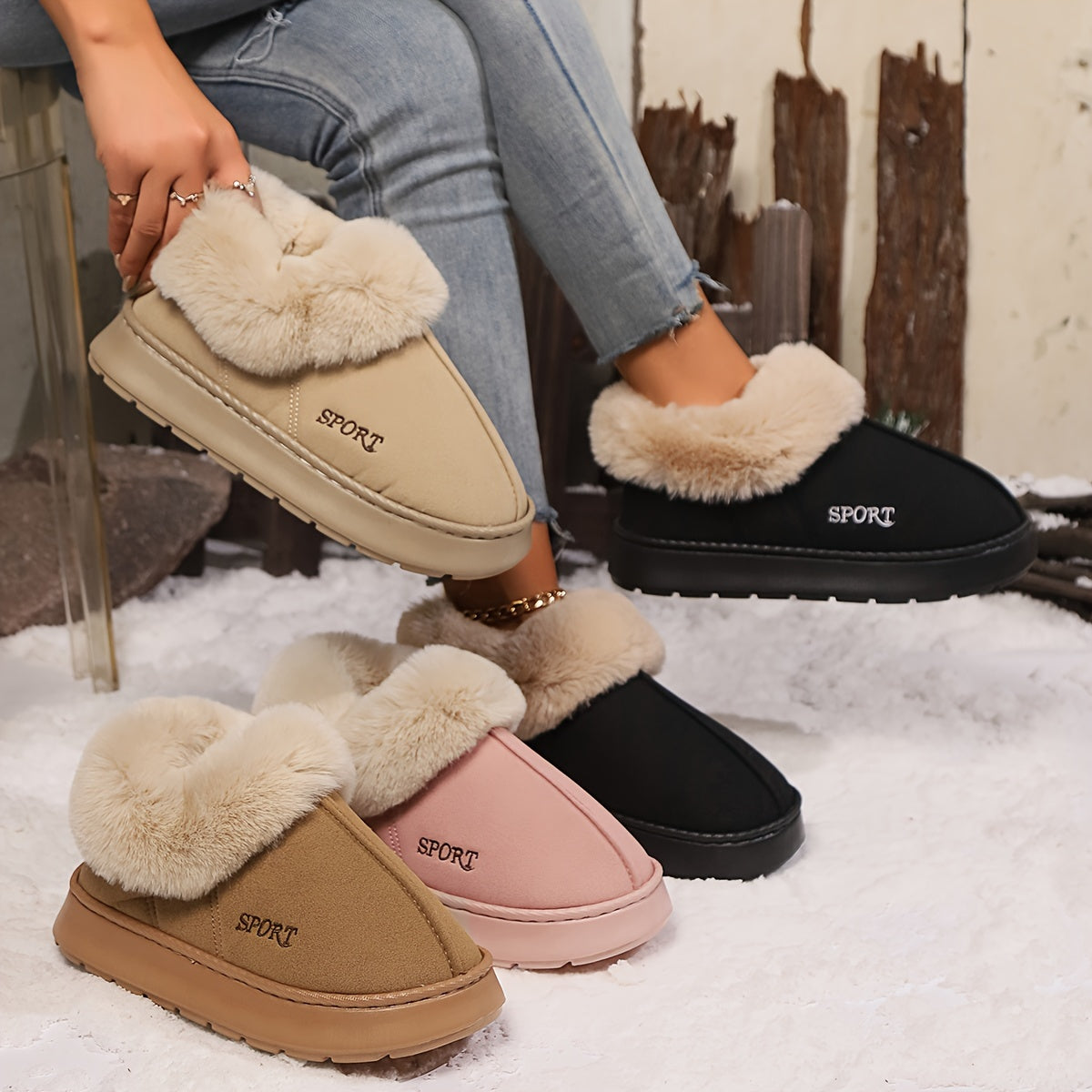 Chaussons chauds en peluche pour femmes | Confort