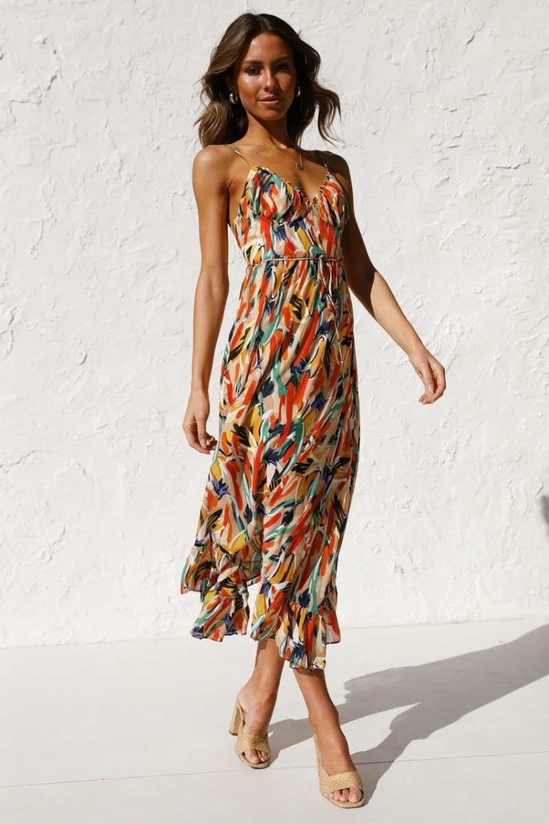 Robe imprimée chic et colorée pour femmes | Maxi